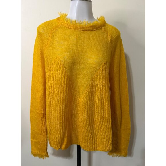 Moon River Yellow Fringe Trim Sweater NWT Large - Picture 5 of 9